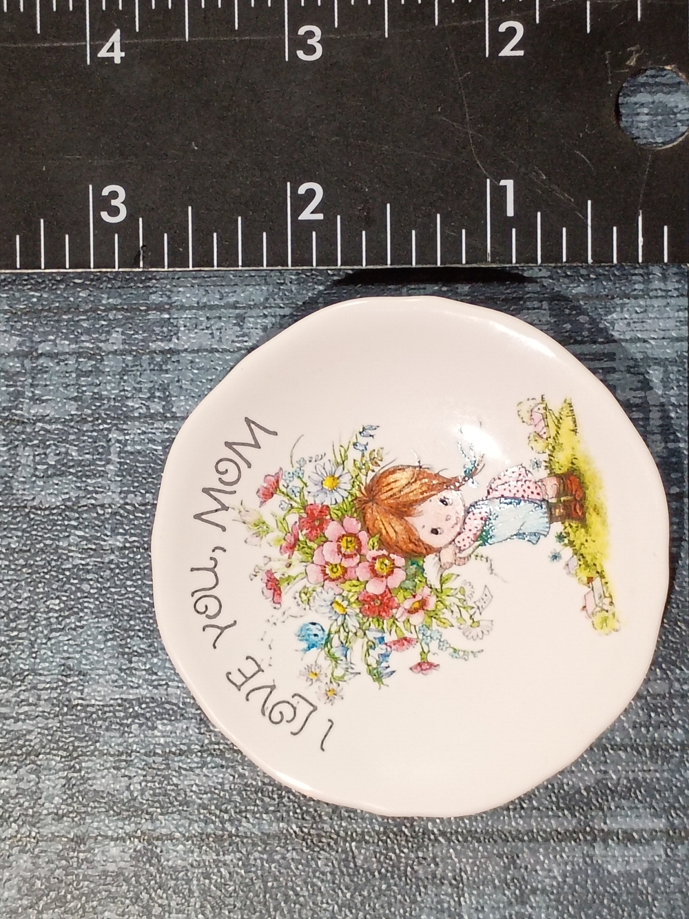 I Love You Mom Floral Child Ceramic Pin / Trinket - Picture 4 of 4